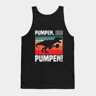 pumpen, digga pumpen! - T. rex Dinosaur Retro Vintage Design Tank Top